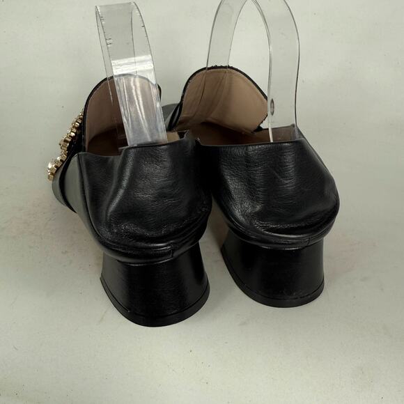 Stuart Weitzman Irises Embellished Loafers Womens 9.5 Black Slip-On Square Toe - Picture 6 of 11